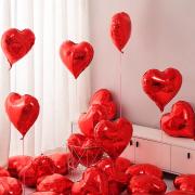 iShyan 18 Inch Red Heart Foil Balloons Love Heart Shaped Balloons Red Valentines Heart Foil Balloons for Valentines Day Anniversary Wedding Party Decorations,10 pcs