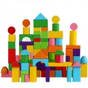 iShyan Kids Wooden Building Blocks for Kids Boys Girls,100 Pcs Rainbow Stacker Stacking Game Construction Toys Set with Storage Bag